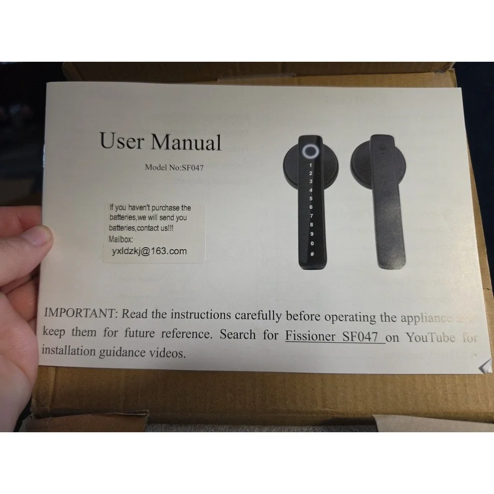 Smart Lock SF047 Fingerprint + Keypad + Key Entry Black NEW